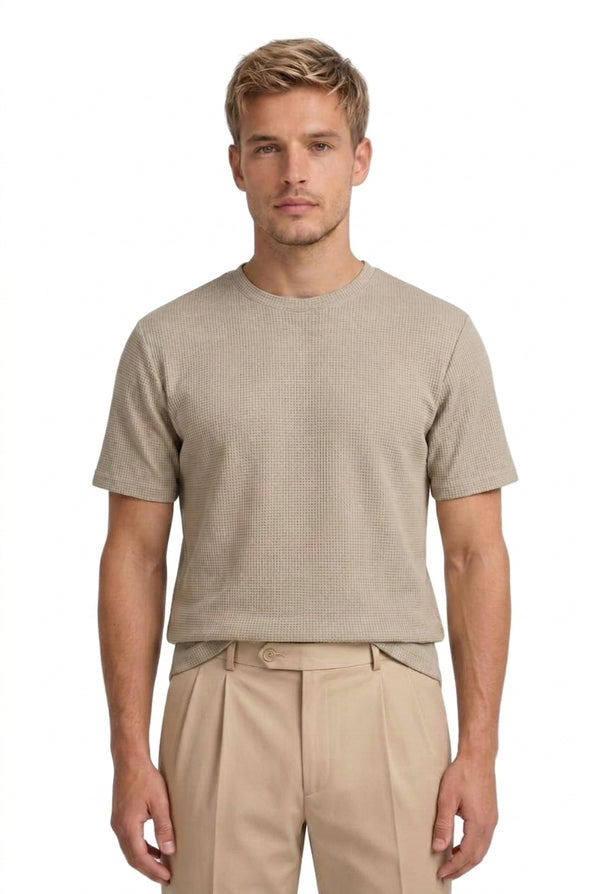 Herren-T-Shirt mit Waffelstruktur und Rundhalsausschnitt-Men Tops-Alpenkind