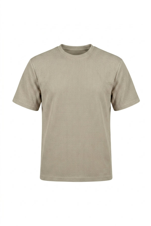 Herren-T-Shirt mit Waffelstruktur und Rundhalsausschnitt-Men Tops-Alpenkind
