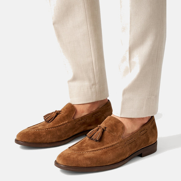 Herren Tassel-Loafer mit Velours-Optik und Mokassin-Naht-Footwear for men-Alpenkind