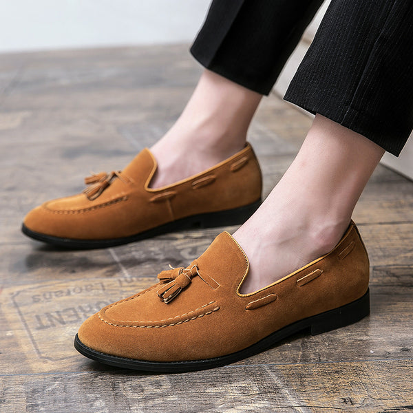 Herren Tassel-Loafer mit Velours-Optik und Mokassin-Naht-Footwear for men-Alpenkind