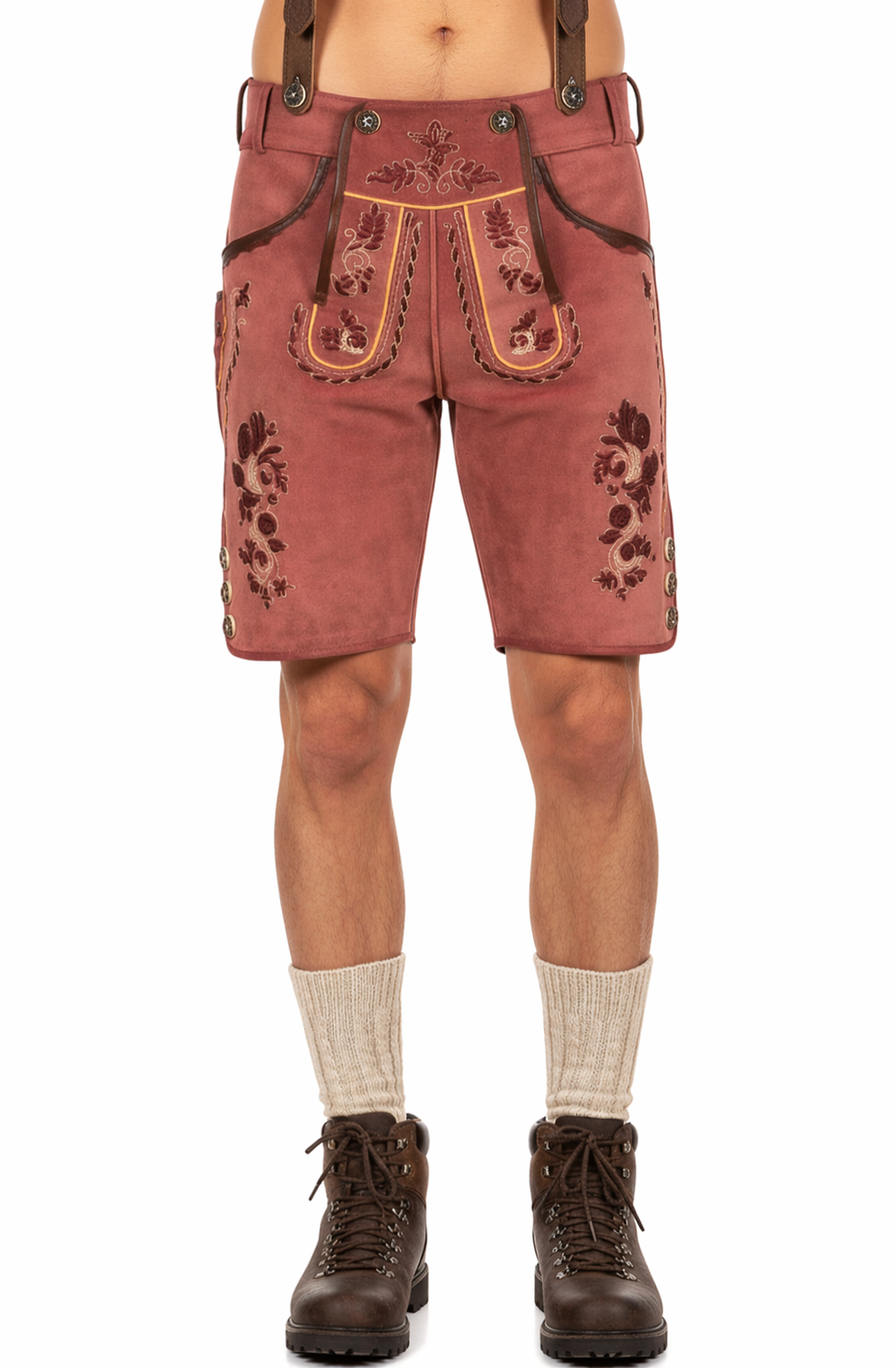 Herren Trachtenshorts mit Stickerei und Gürtel-Shorts for men-Alpenkind