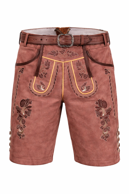 Herren Trachtenshorts mit Stickerei und Gürtel-Shorts for men-Alpenkind
