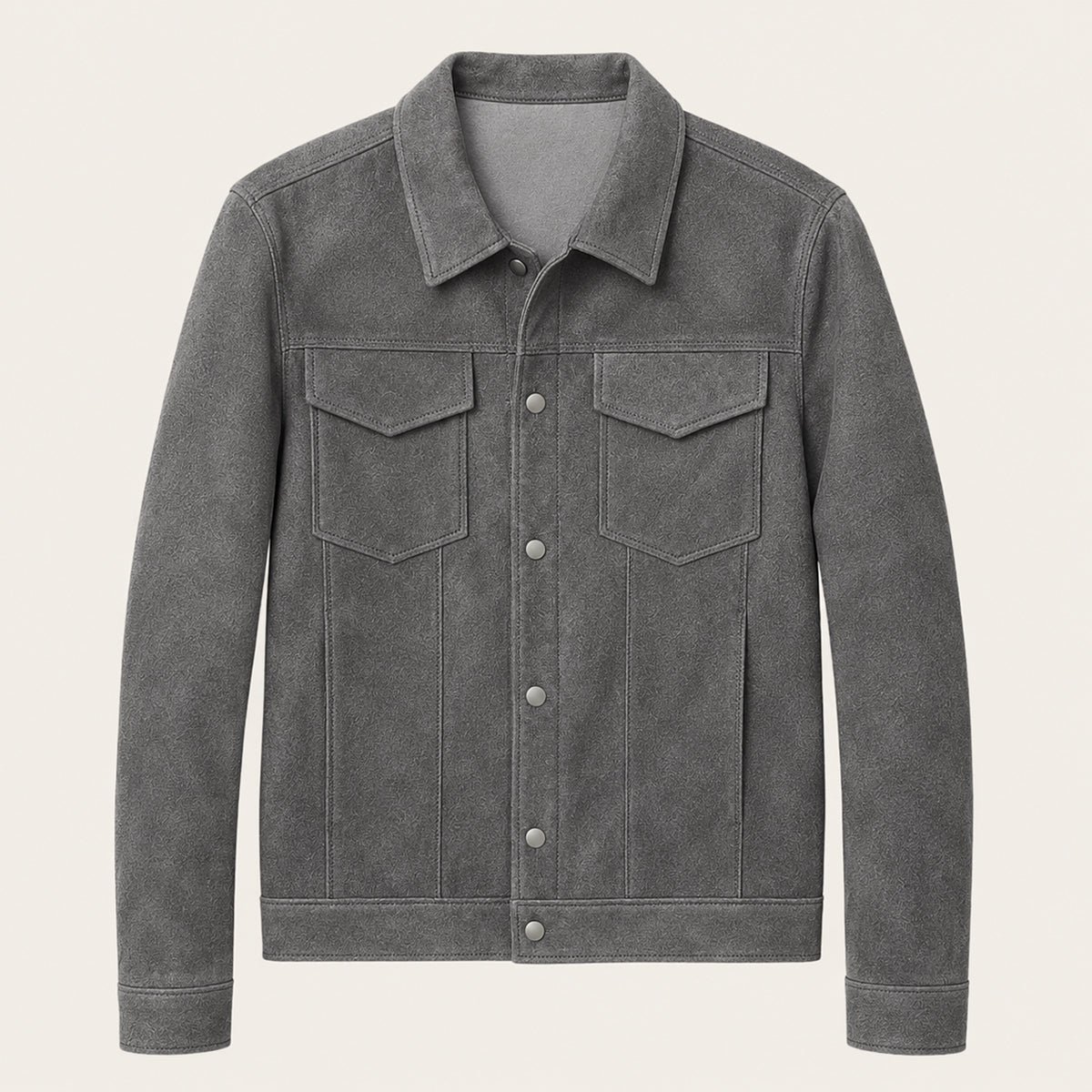 Herren-Truckerjacke aus Wildlederimitat mit Druckknöpfen-Jackets for men-Alpenkind