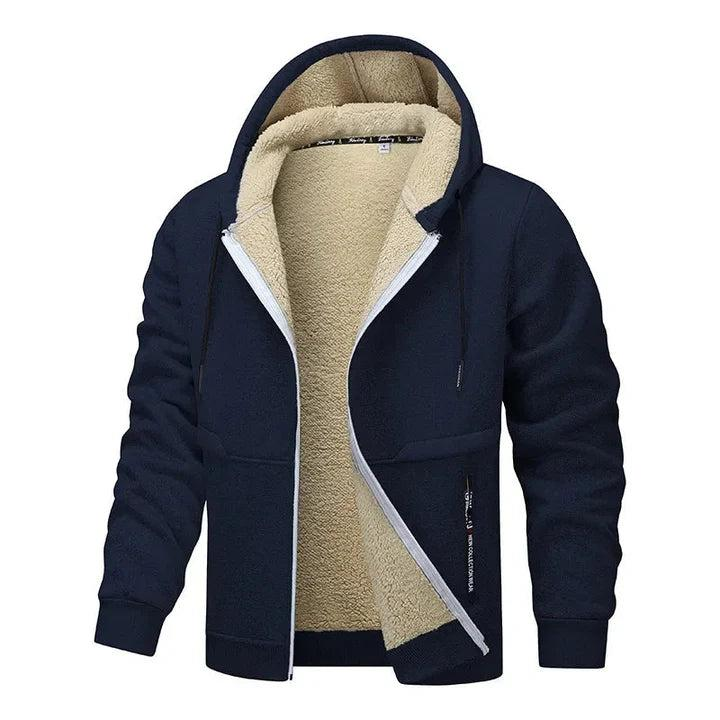 Herren Übergangsjacke mit Kapuze, Zipper und weichem Innenfutter-Men Sweaters-Alpenkind