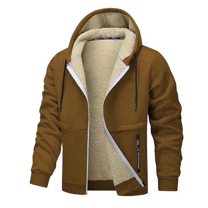 Herren Übergangsjacke mit Kapuze, Zipper und weichem Innenfutter-Men Sweaters-Alpenkind
