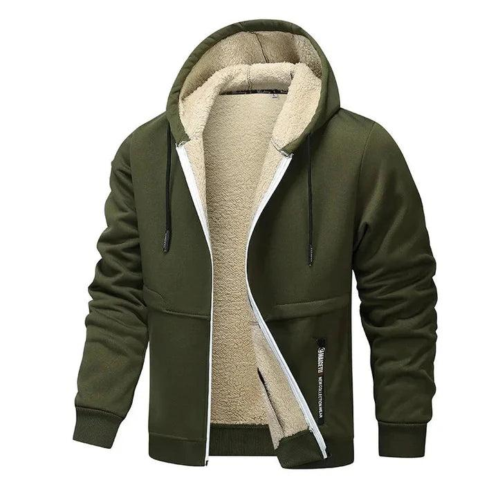 Herren Übergangsjacke mit Kapuze, Zipper und weichem Innenfutter-Men Sweaters-Alpenkind