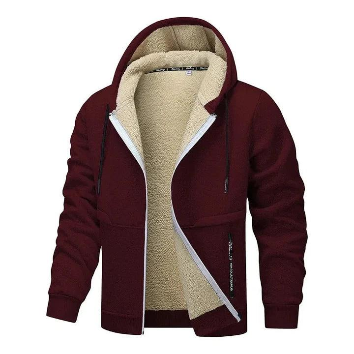Herren Übergangsjacke mit Kapuze, Zipper und weichem Innenfutter-Men Sweaters-Alpenkind
