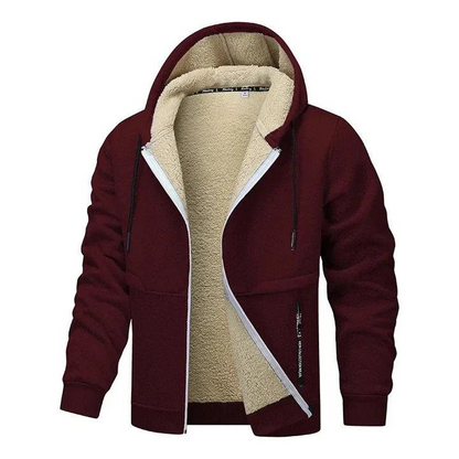 Herren Übergangsjacke mit Kapuze, Zipper und weichem Innenfutter-Men Sweaters-Alpenkind