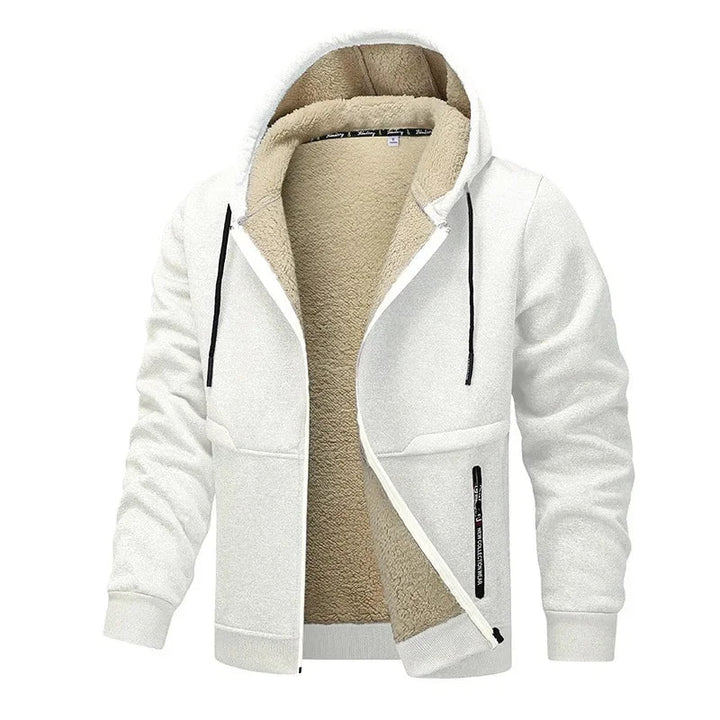 Herren Übergangsjacke mit Kapuze, Zipper und weichem Innenfutter-Men Sweaters-Alpenkind