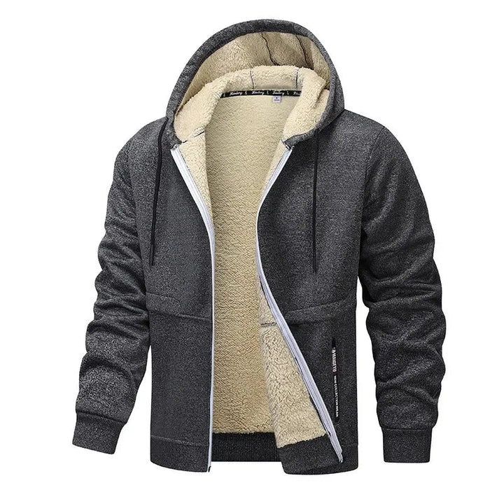 Herren Übergangsjacke mit Kapuze, Zipper und weichem Innenfutter-Men Sweaters-Alpenkind