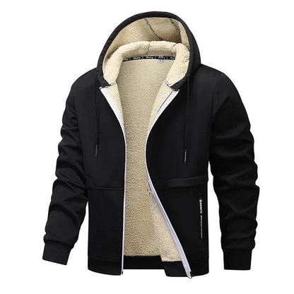Herren Übergangsjacke mit Kapuze, Zipper und weichem Innenfutter-Men Sweaters-Alpenkind