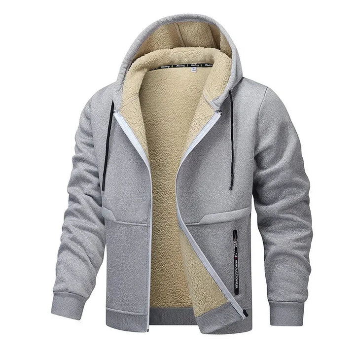 Herren Übergangsjacke mit Kapuze, Zipper und weichem Innenfutter-Men Sweaters-Alpenkind