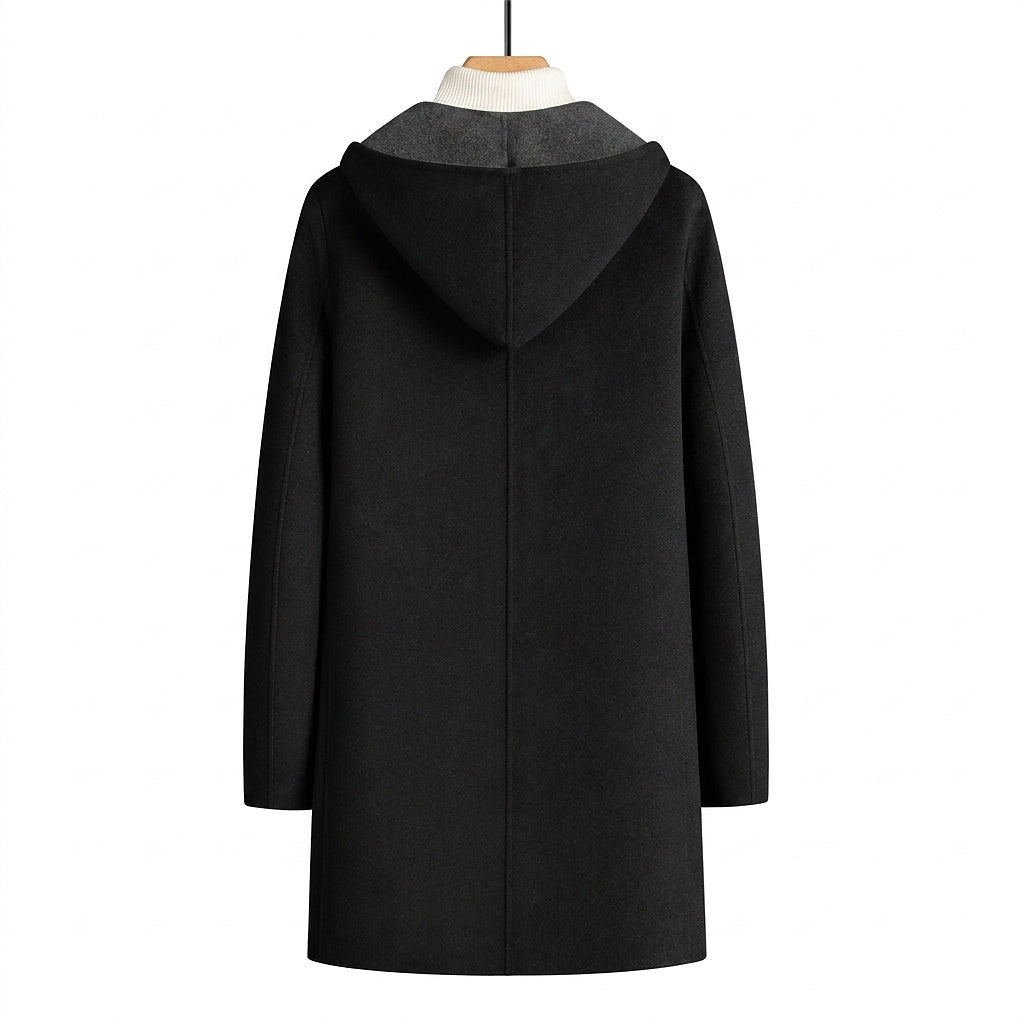Herren-Übermantel mit Kapuze und Knopfleiste-Coats for men-Alpenkind