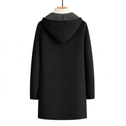 Herren-Übermantel mit Kapuze und Knopfleiste-Coats for men-Alpenkind