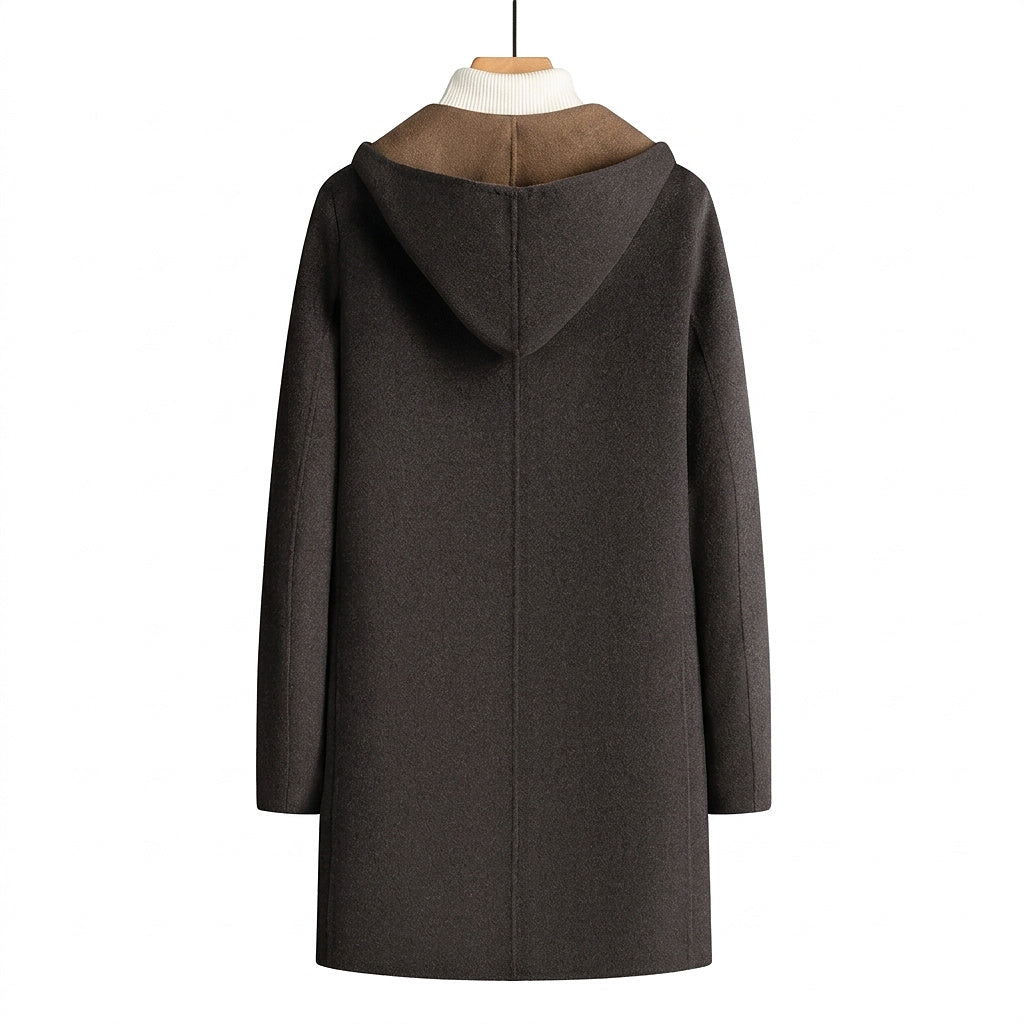 Herren-Übermantel mit Kapuze und Knopfleiste-Coats for men-Alpenkind
