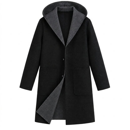 Herren-Übermantel mit Kapuze und Knopfleiste-Coats for men-Alpenkind