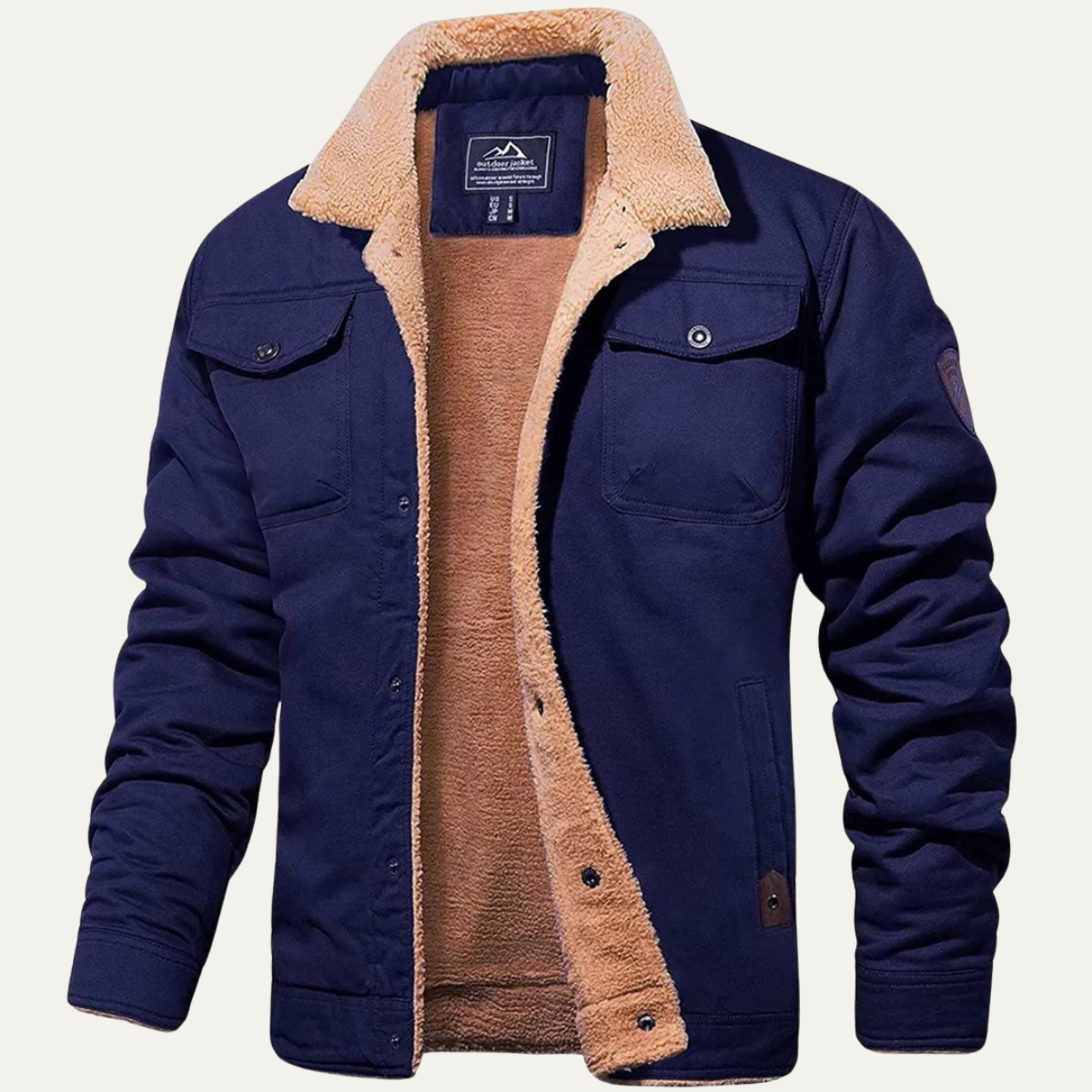 Herren-Utility-Jacke mit Fleecefutter und Knopfleiste-Jackets for men-Alpenkind