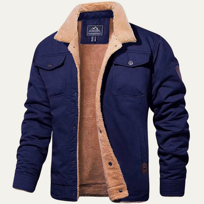 Herren-Utility-Jacke mit Fleecefutter und Knopfleiste-Jackets for men-Alpenkind