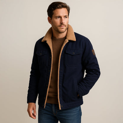 Herren-Utility-Jacke mit Fleecefutter und Knopfleiste-Jackets for men-Alpenkind
