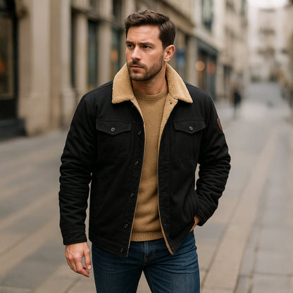Herren-Utility-Jacke mit Fleecefutter und Knopfleiste-Jackets for men-Alpenkind