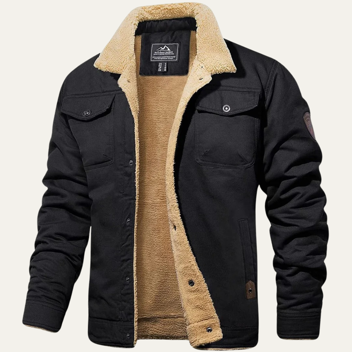 Herren-Utility-Jacke mit Fleecefutter und Knopfleiste-Jackets for men-Alpenkind