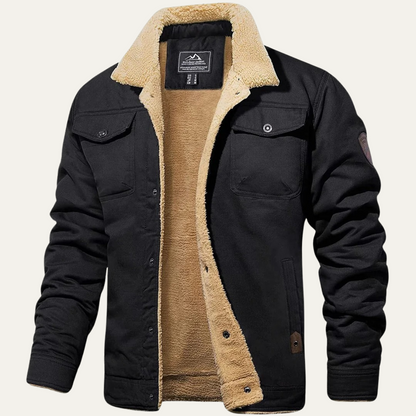 Herren-Utility-Jacke mit Fleecefutter und Knopfleiste-Jackets for men-Alpenkind