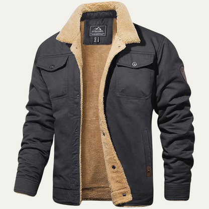 Herren-Utility-Jacke mit Fleecefutter und Knopfleiste-Jackets for men-Alpenkind