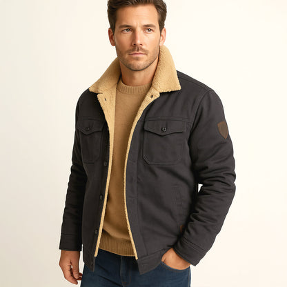 Herren-Utility-Jacke mit Fleecefutter und Knopfleiste-Jackets for men-Alpenkind