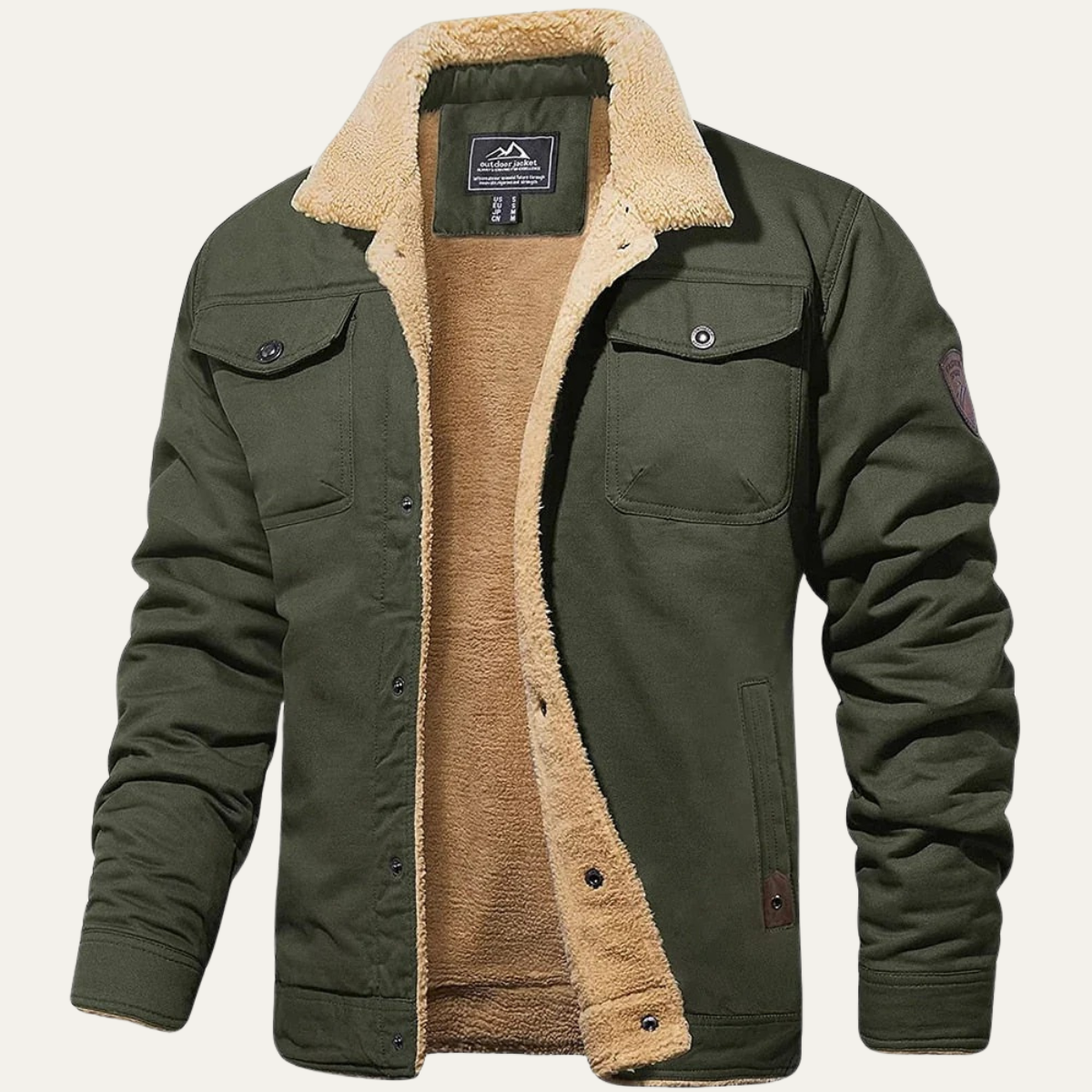 Herren-Utility-Jacke mit Fleecefutter und Knopfleiste-Jackets for men-Alpenkind