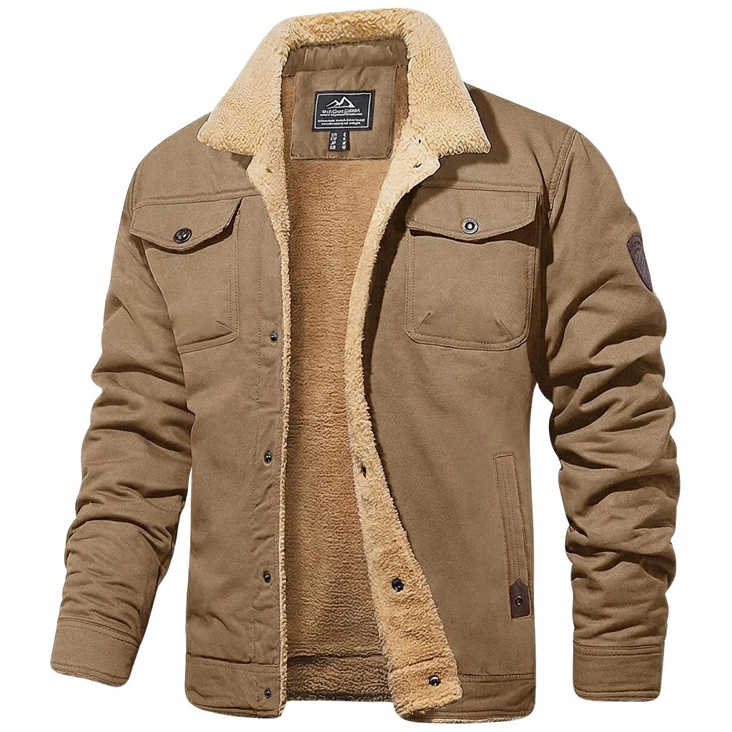 Herren-Utility-Jacke mit Fleecefutter und Knopfleiste-Jackets for men-Alpenkind