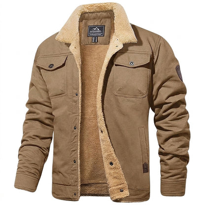 Herren-Utility-Jacke mit Fleecefutter und Knopfleiste-Jackets for men-Alpenkind