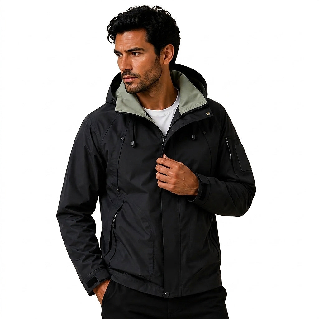 Herren-Utility-Jacke mit Kapuze und Kontrastfutter-Jackets for men-Alpenkind