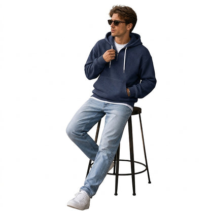 Herren Waffelstrick-Kapuzenpullover mit Viertelreißverschluss-Sweaters for men-Alpenkind