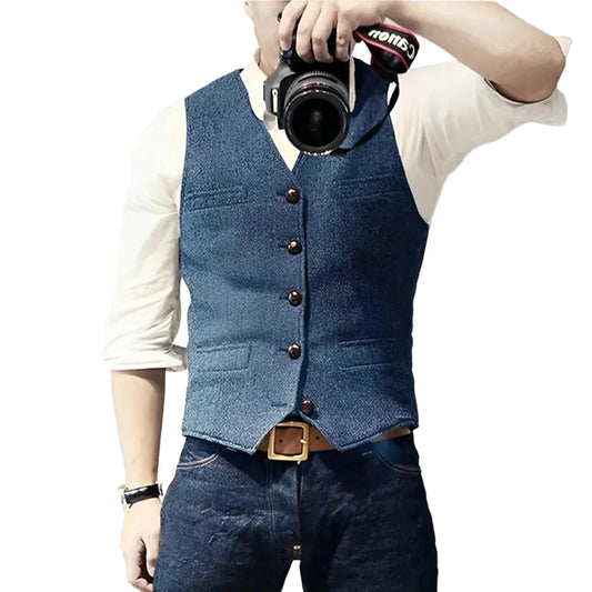 Herren Weste mit Knopfleiste und V-Ausschnitt-Men vest-Alpenkind