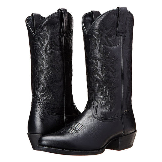 Herren Westernstiefel mit geprägtem Schaft und Zuglaschen-Men Footwear-Alpenkind