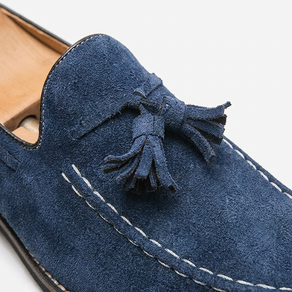 Herren-Wildleder-Loafer mit Quasten und Kontrastnähten-Footwear for men-Alpenkind