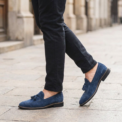 Herren-Wildleder-Loafer mit Quasten und Kontrastnähten-Footwear for men-Alpenkind