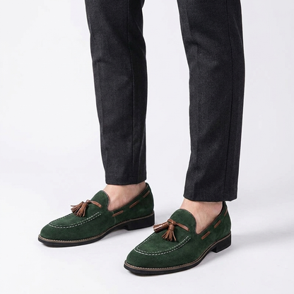 Herren-Wildleder-Loafer mit Quasten und Kontrastnähten-Footwear for men-Alpenkind