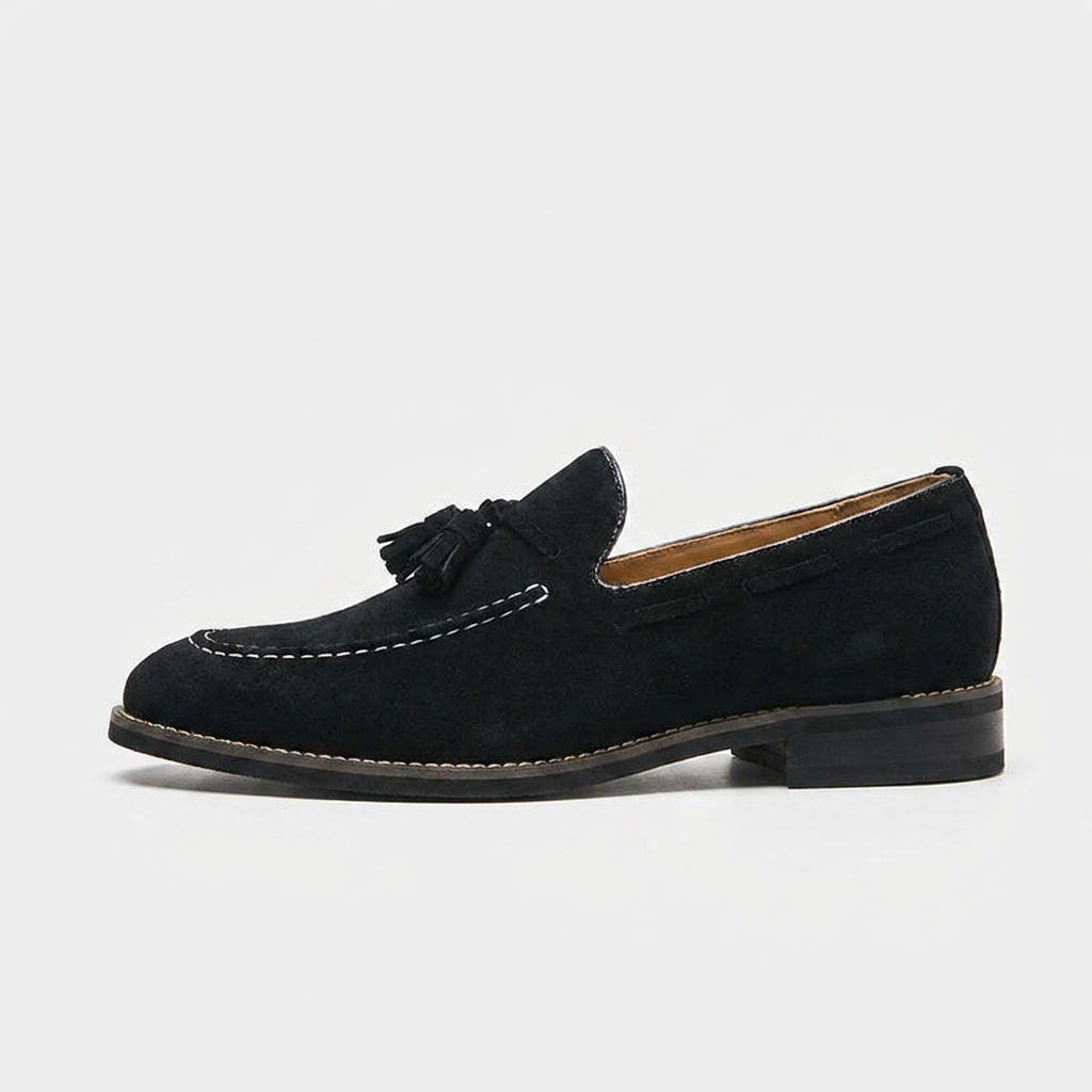 Herren-Wildleder-Loafer mit Quasten und Kontrastnähten-Footwear for men-Alpenkind
