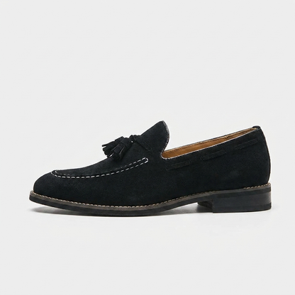 Herren-Wildleder-Loafer mit Quasten und Kontrastnähten-Footwear for men-Alpenkind