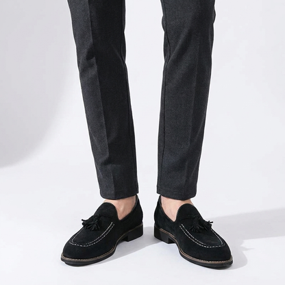 Herren-Wildleder-Loafer mit Quasten und Kontrastnähten-Footwear for men-Alpenkind