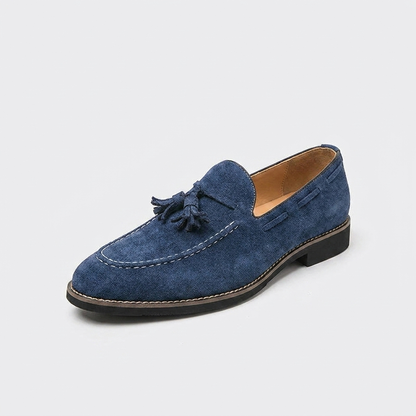 Herren-Wildleder-Loafer mit Quasten und Kontrastnähten-Footwear for men-Alpenkind