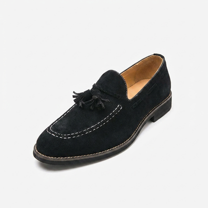 Herren-Wildleder-Loafer mit Quasten und Kontrastnähten-Footwear for men-Alpenkind