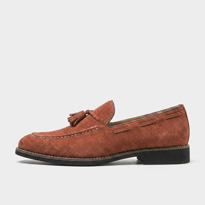 Herren-Wildleder-Loafer mit Quasten und Kontrastnähten-Footwear for men-Alpenkind