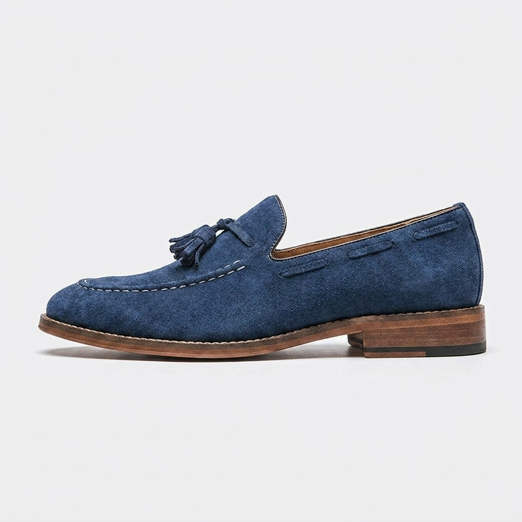 Herren-Wildleder-Loafer mit Quasten und Kontrastnähten-Footwear for men-Alpenkind