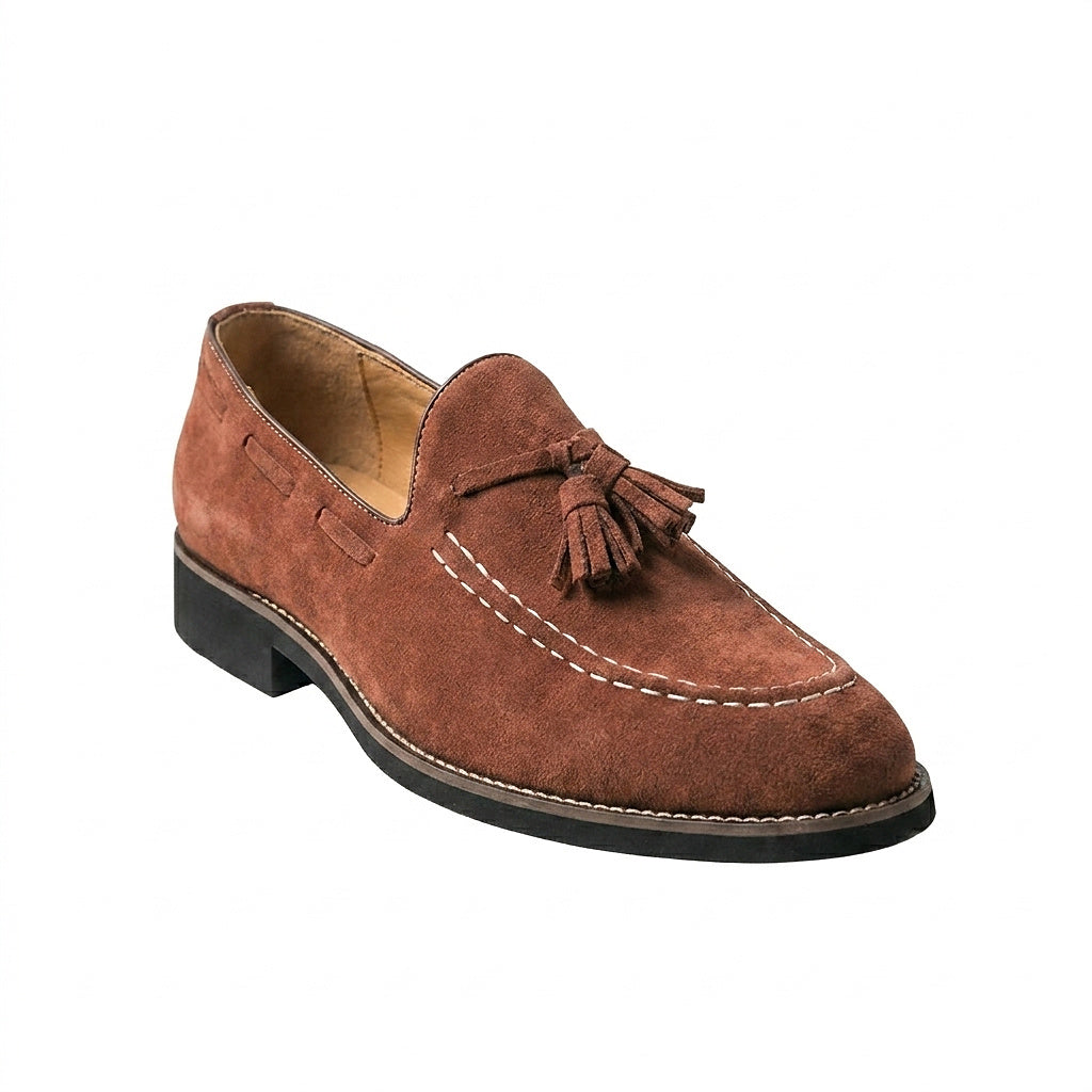 Herren-Wildleder-Loafer mit Quasten und Kontrastnähten-Footwear for men-Alpenkind