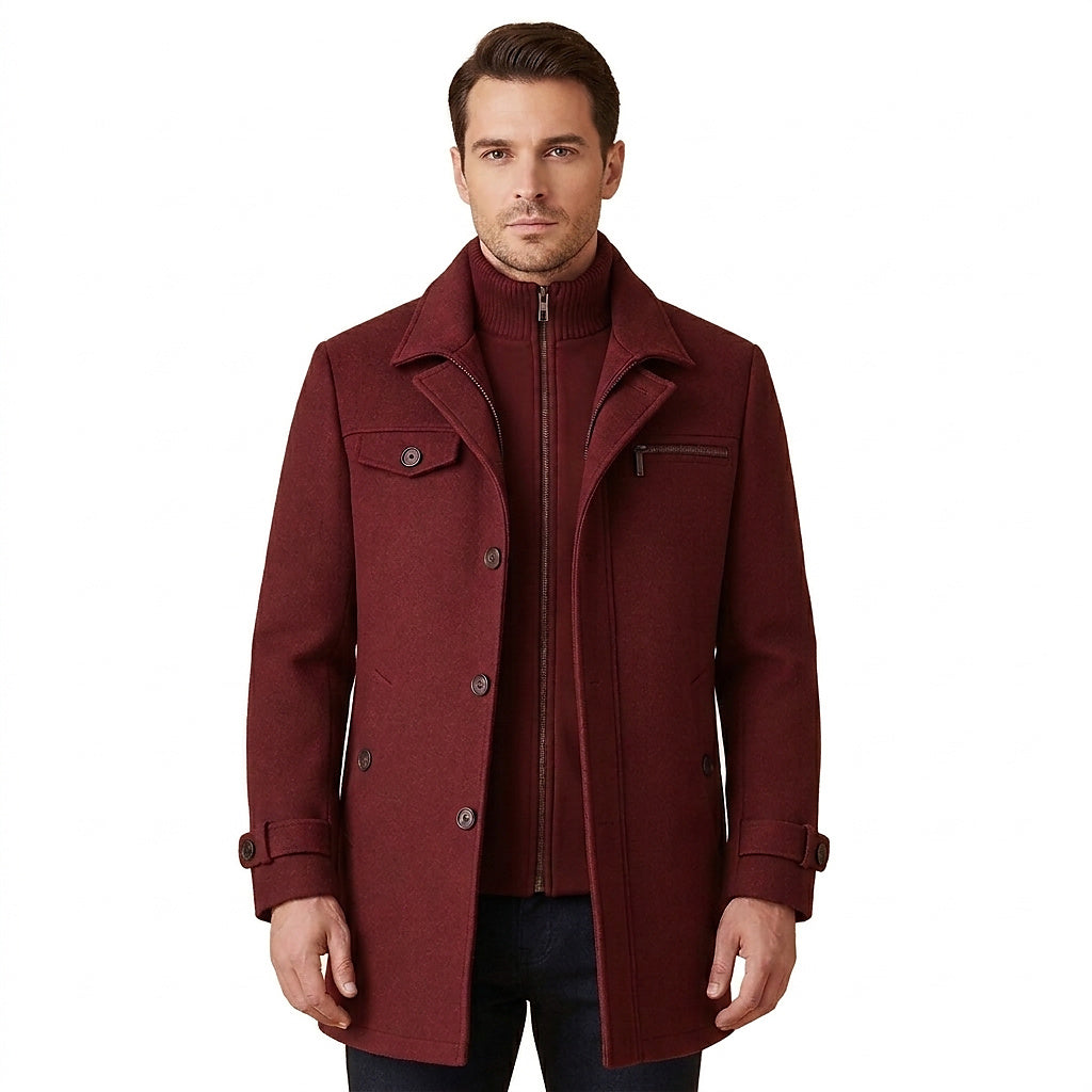 Herren-Wollmantel mit innerer Reißverschlussschicht-Jackets for men-Alpenkind