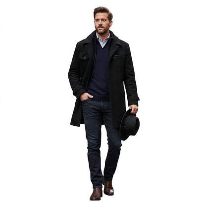 Herren-Wollmantel mit innerer Reißverschlussschicht-Jackets for men-Alpenkind