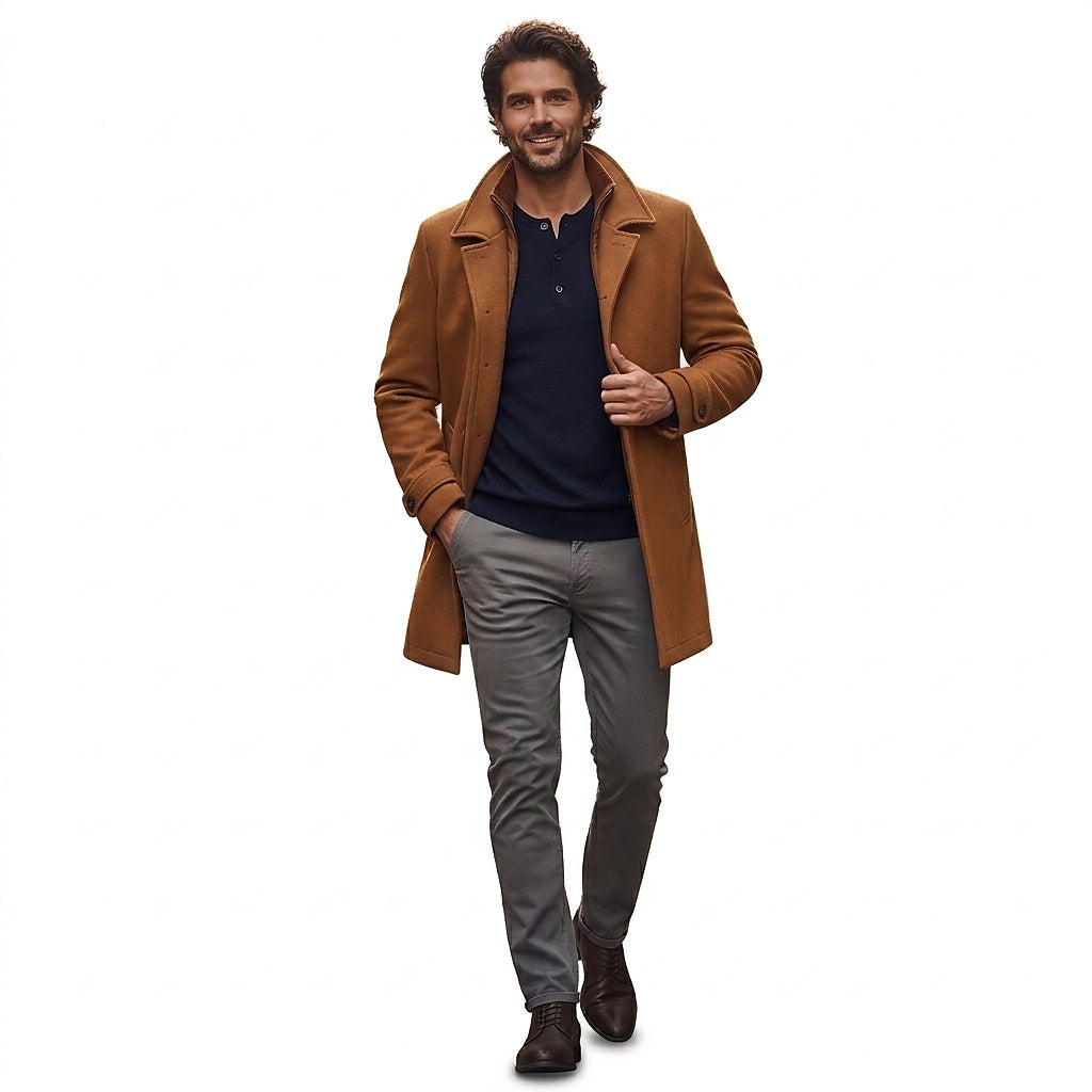 Herren-Wollmantel mit innerer Reißverschlussschicht-Jackets for men-Alpenkind