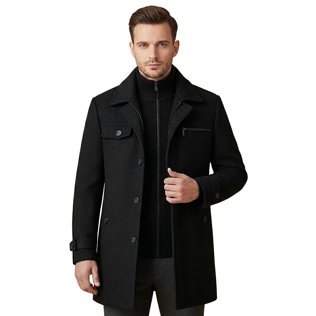 Herren-Wollmantel mit innerer Reißverschlussschicht-Jackets for men-Alpenkind